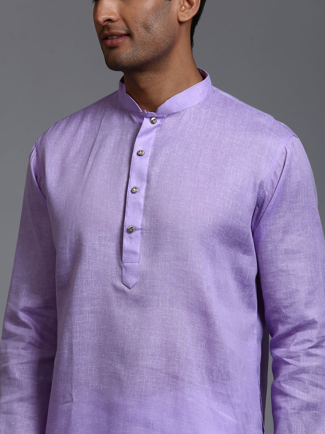 Men's Purple And White Cotton Kurta Pyjama Set