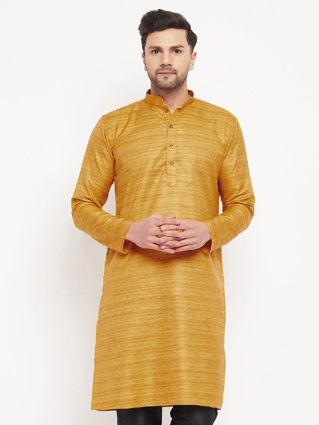 Men's Mustard Silk Blend Kurta