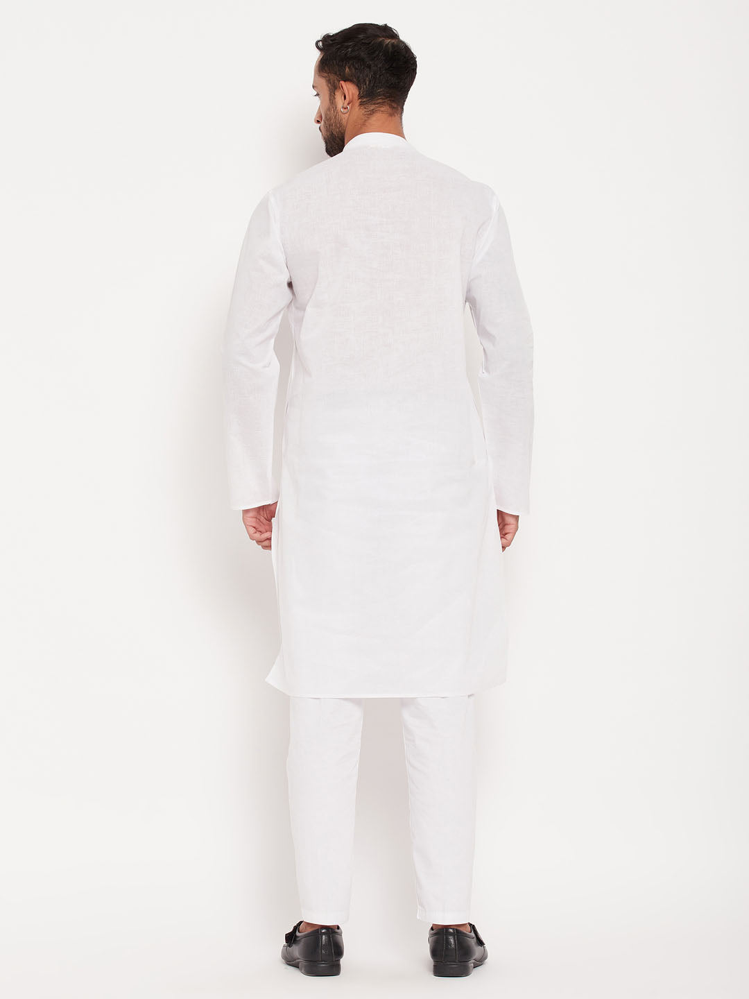 Men's White Cotton Kurta Pyjama Set