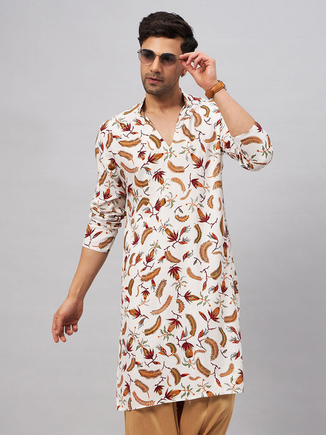 Men's White Rayon Kurta