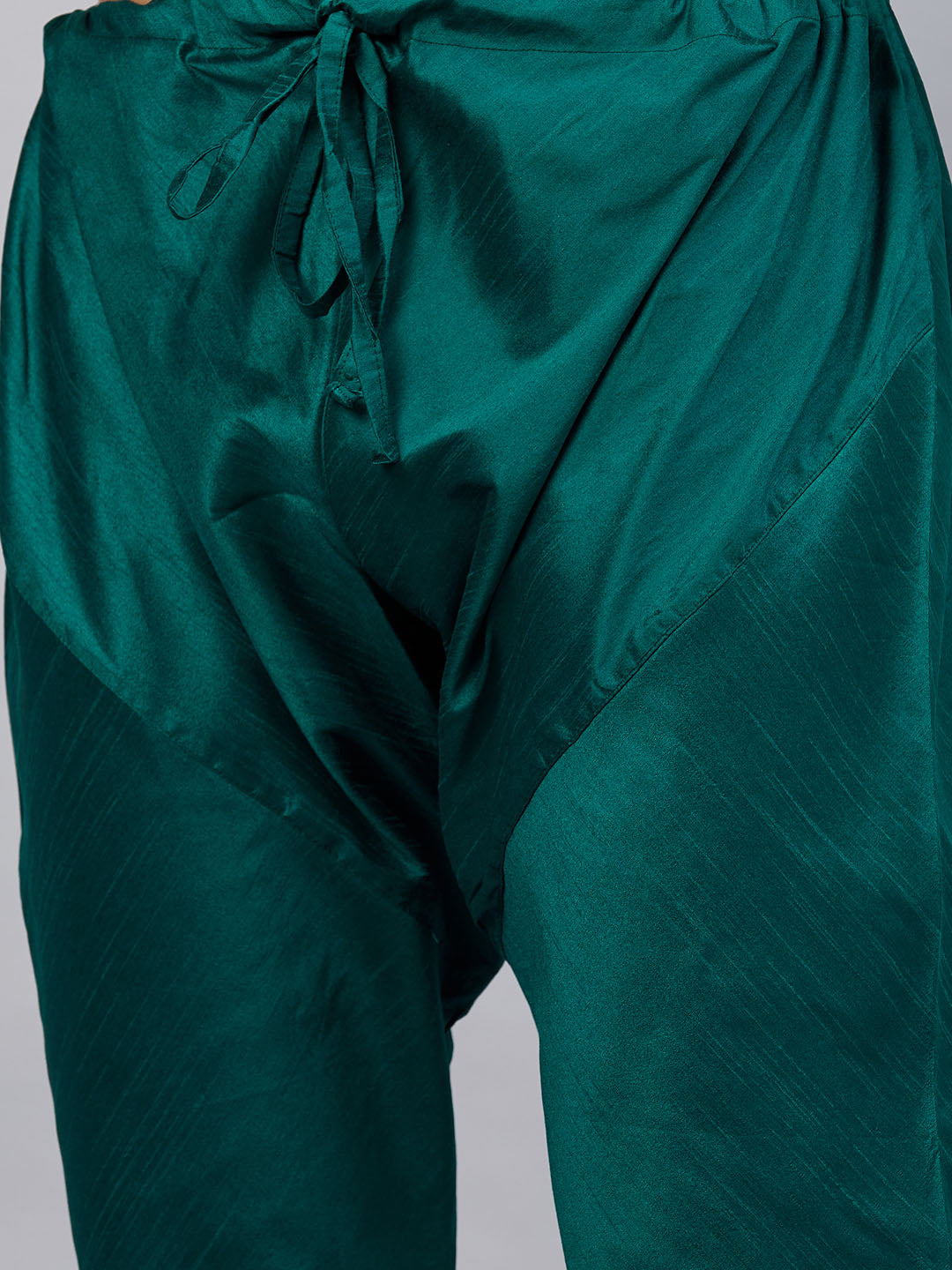 Men's Green Dupion Silk Kurta Pyjama Set