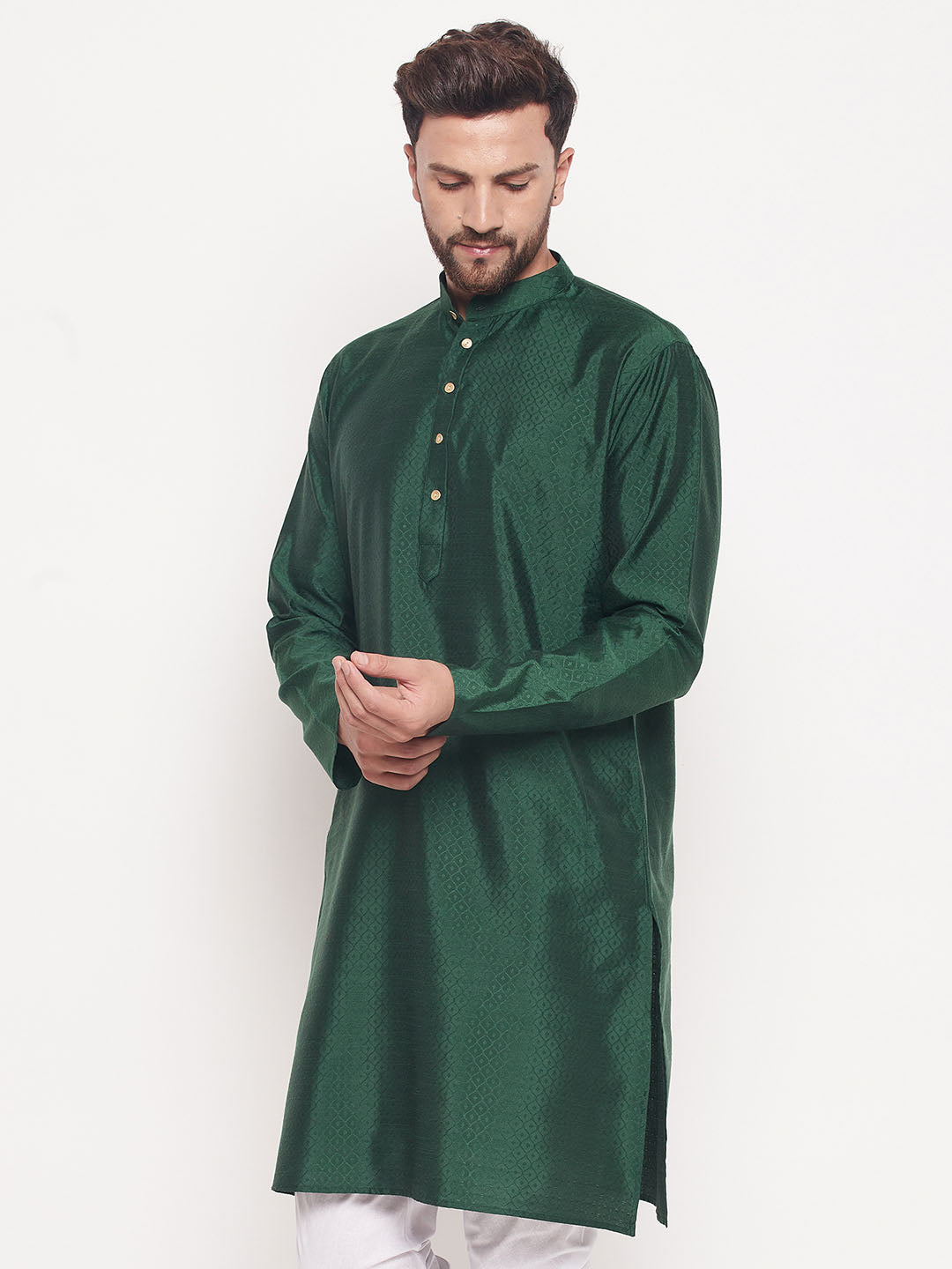 Men's Green Silk Blend Kurta