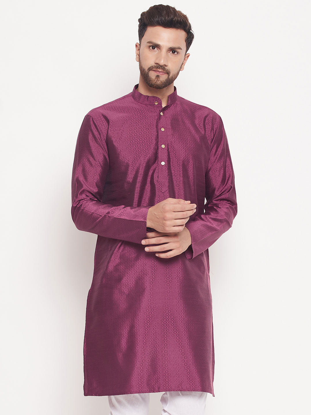 Men's Purple Silk Blend Kurta