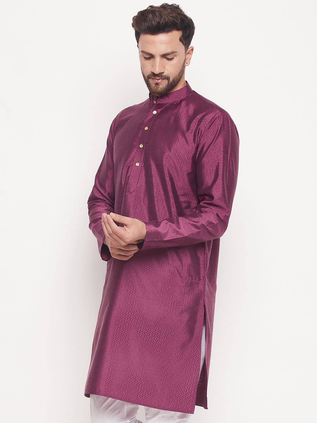 Men's Purple Silk Blend Kurta