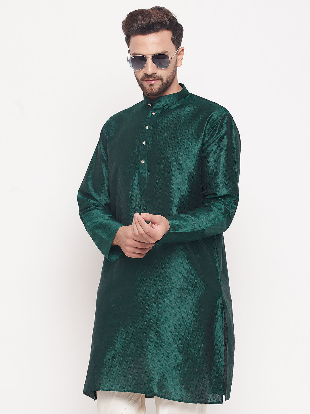 Men's Green Silk Blend Kurta