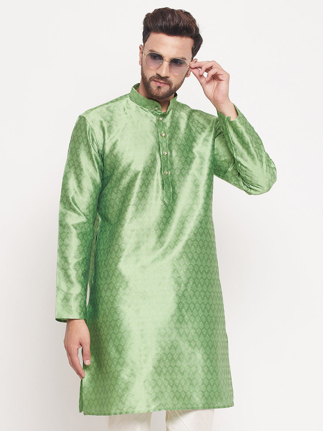 Men's Mint Green Silk Blend Kurta