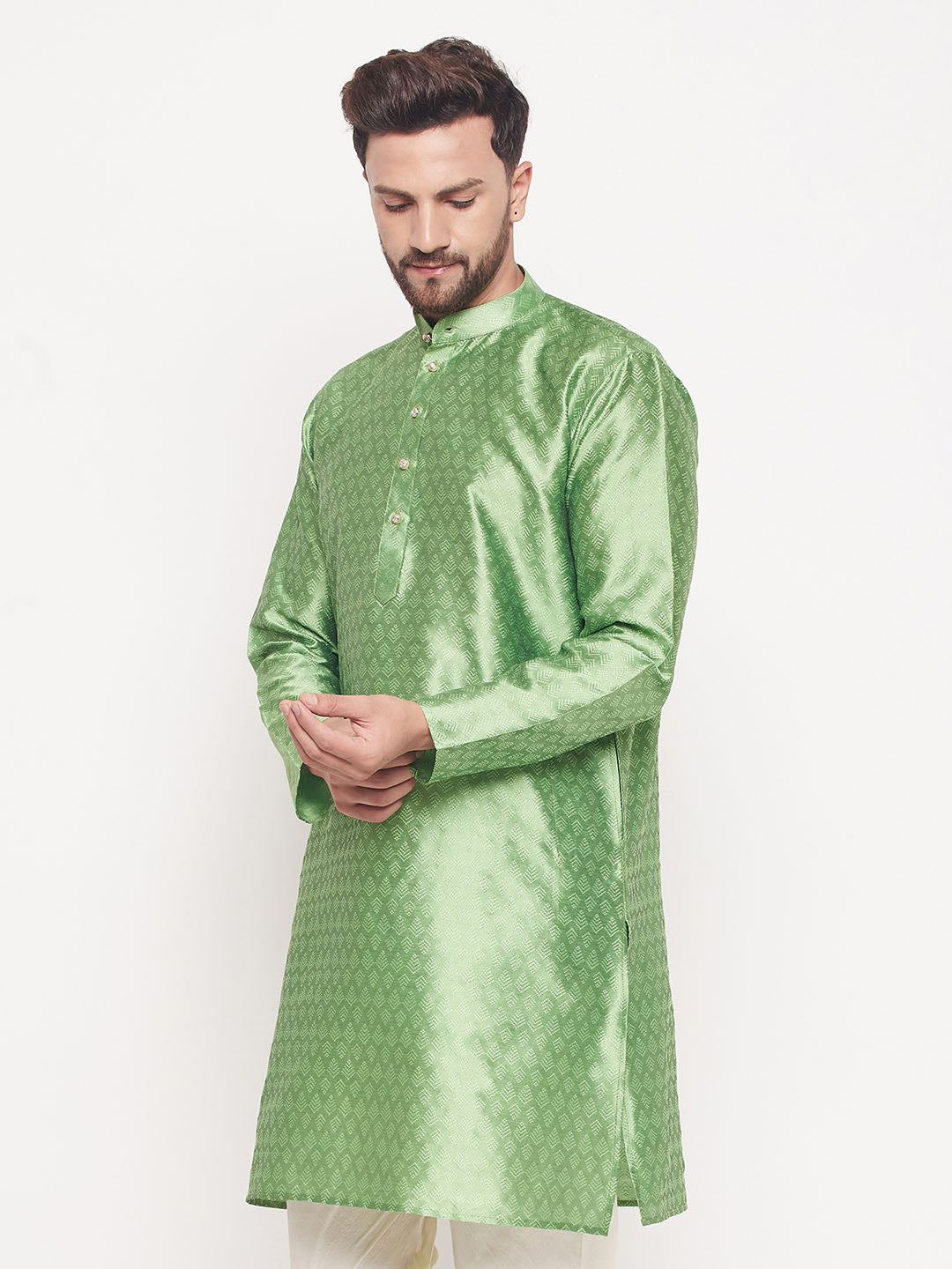 Men's Mint Green Silk Blend Kurta