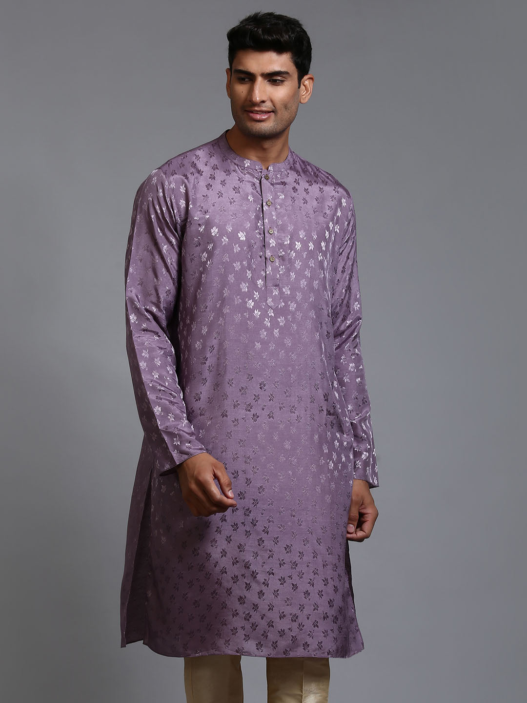 Men's Purple Silk Blend Kurta