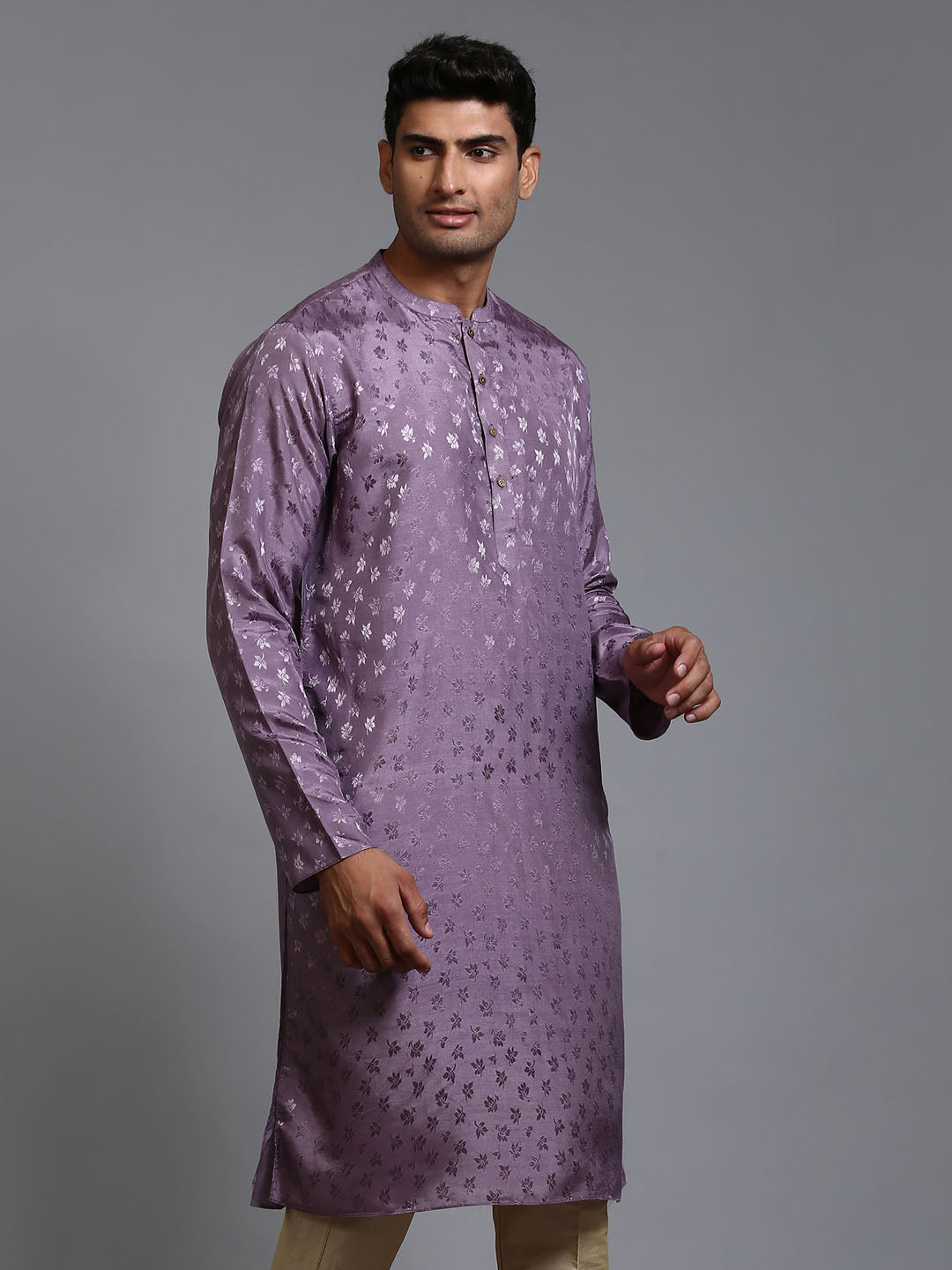 Men's Purple Silk Blend Kurta