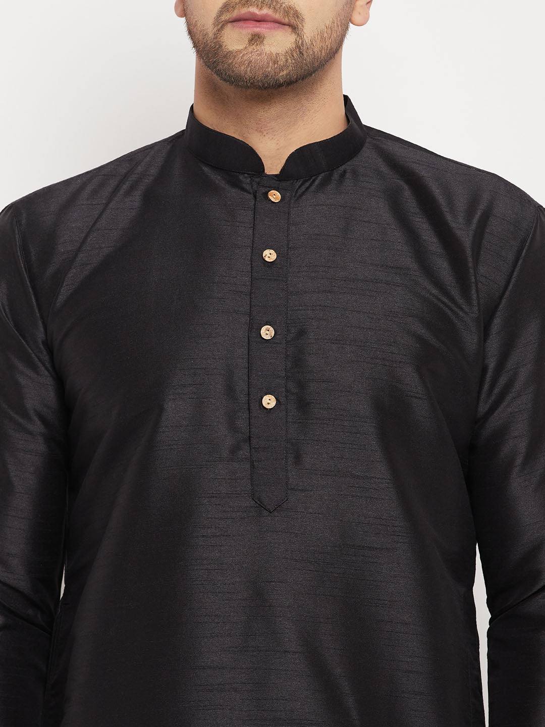 Men's Black Silk Blend Kurta Pyjama Set