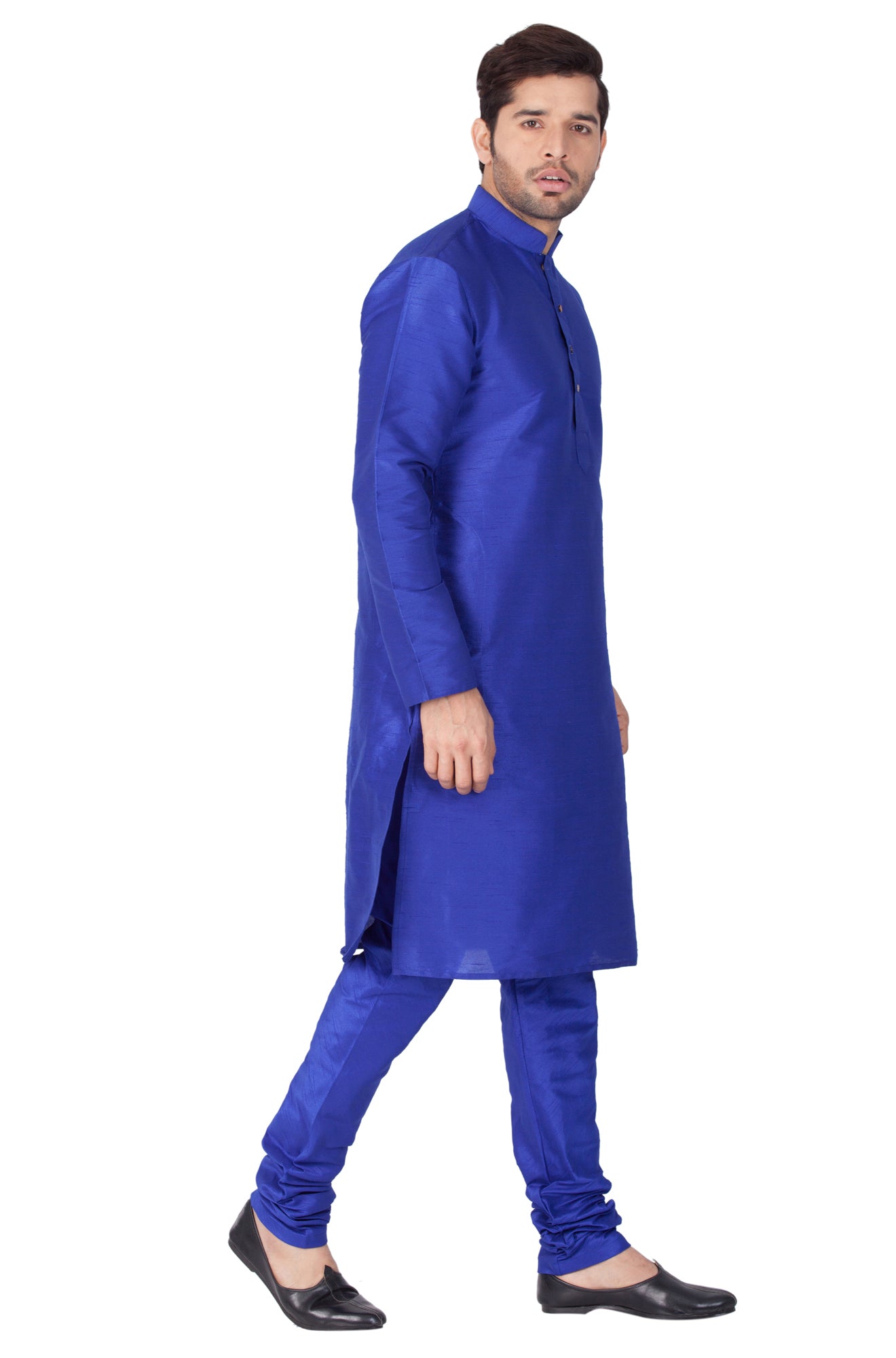 Men's Blue Silk Blend Kurta Pyjama Set