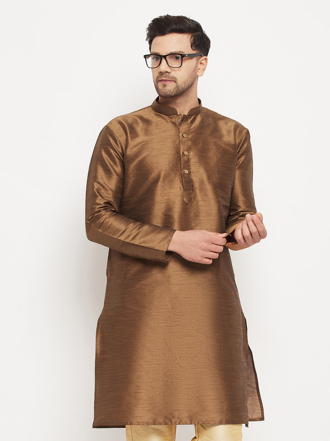 Men's Brown Silk Blend Kurta