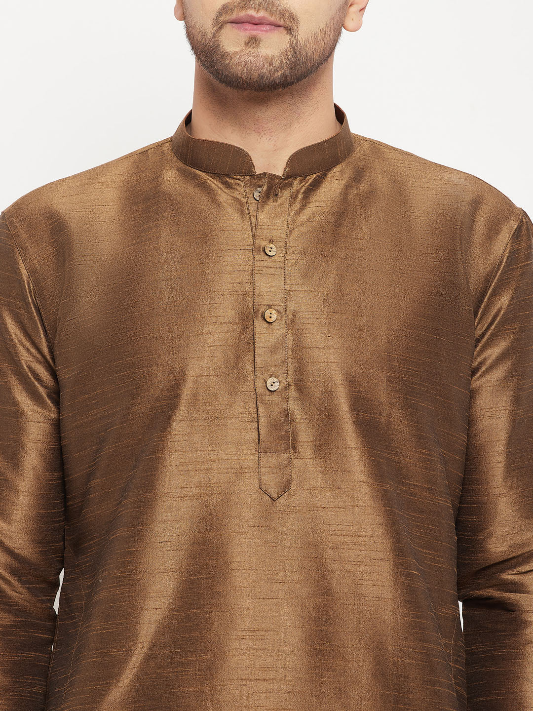 Men's Gold Silk Blend Kurta Pyjama Set