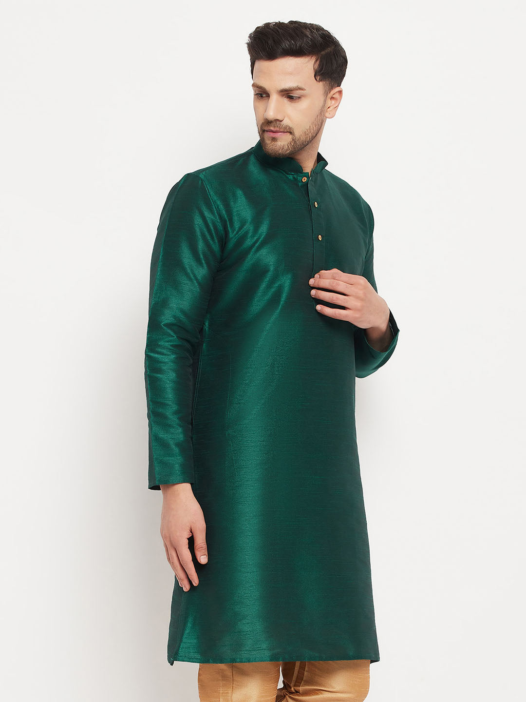 Men's Green Silk Blend Kurta