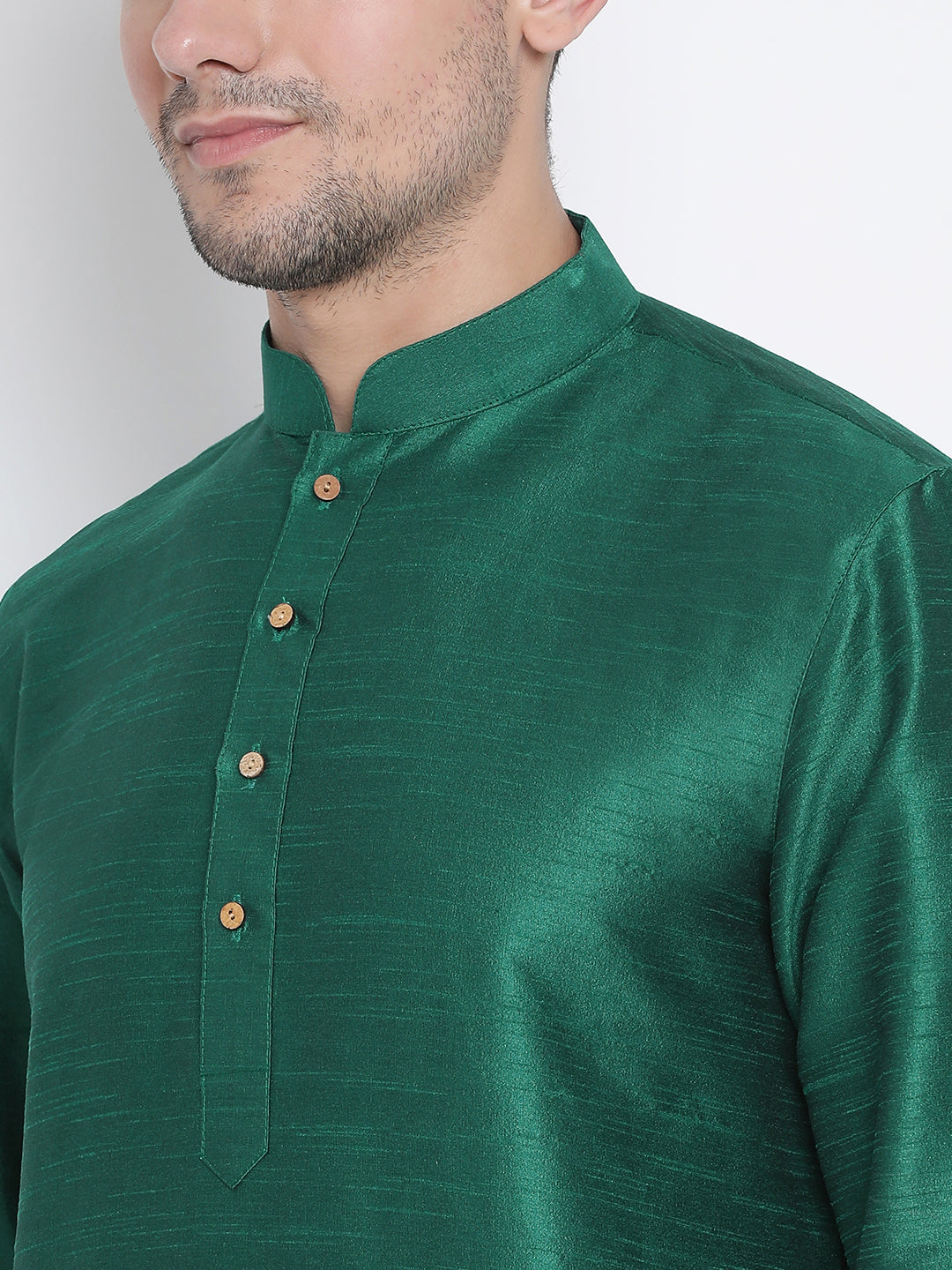 Men's Green Silk Blend Kurta Pyjama Set