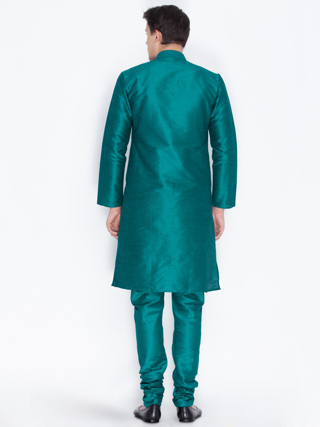 Men's Green Silk Blend Kurta Pyjama Set