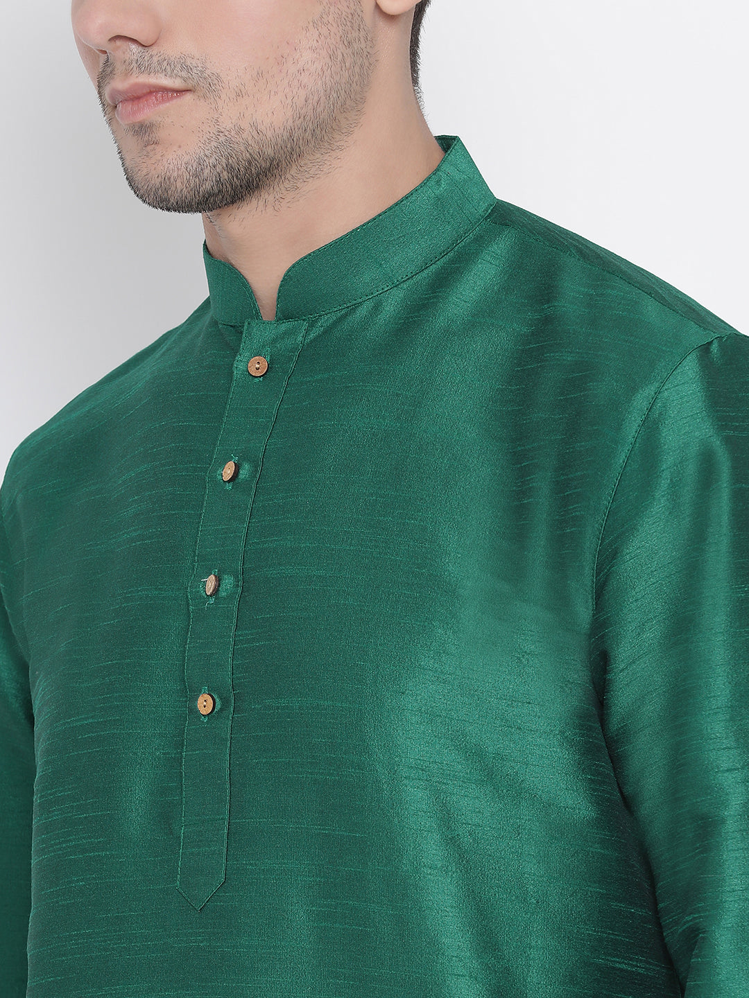 Men's Green Silk Blend Kurta Pyjama Set