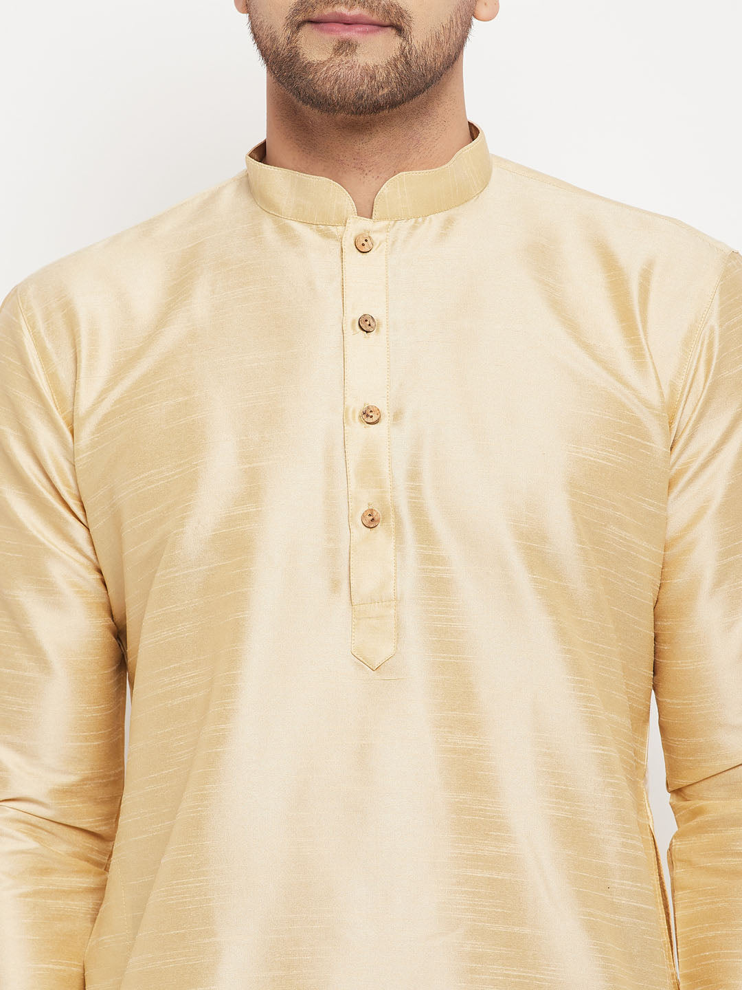 Men's Gold Silk Blend Kurta Pyjama Set