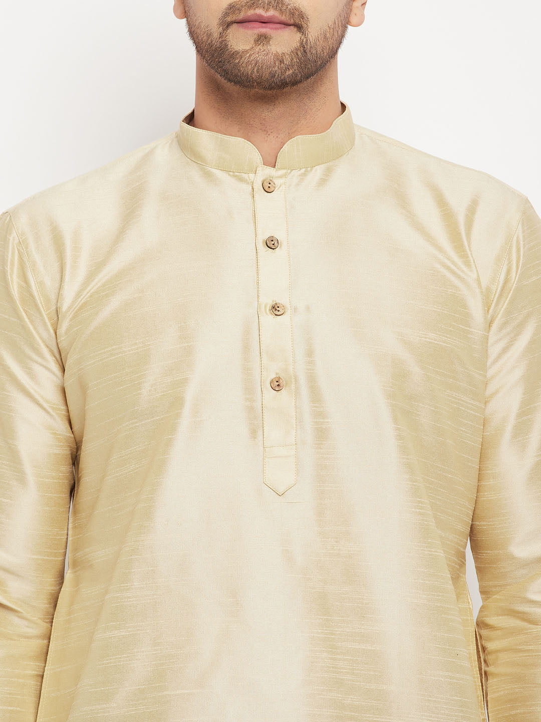 Men's Gold And Maroon Silk Blend Kurta Pyjama Set