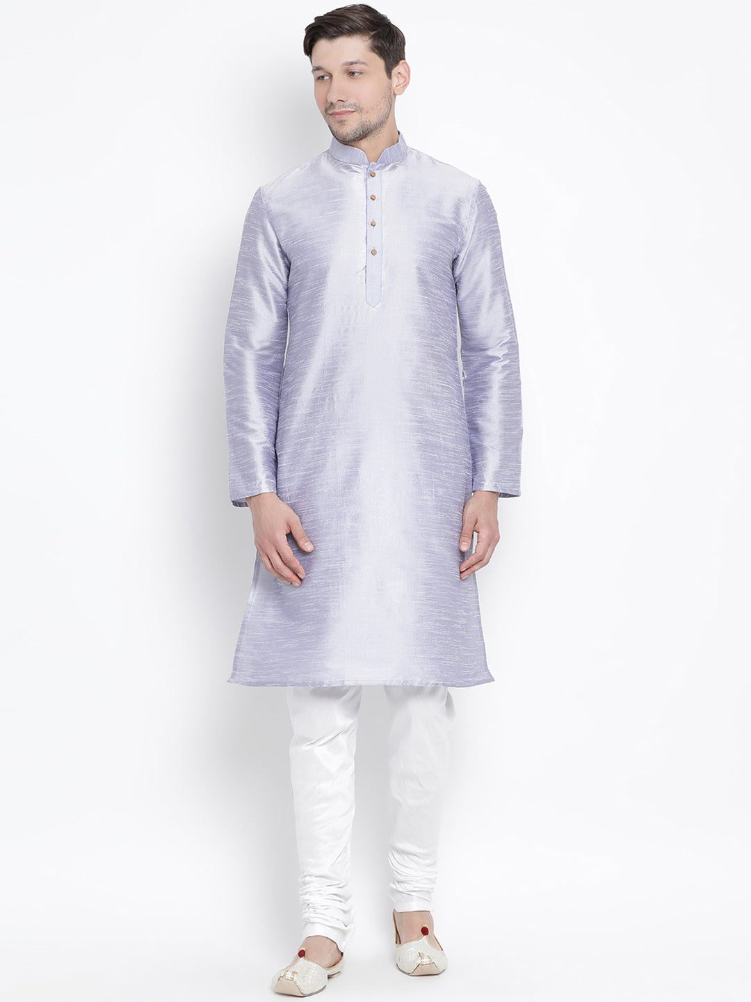 Men's Light Blue Silk Blend Kurta Pyjama Set