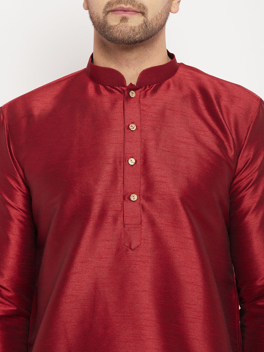 Men's Maroon Silk Blend Kurta Pyjama Set