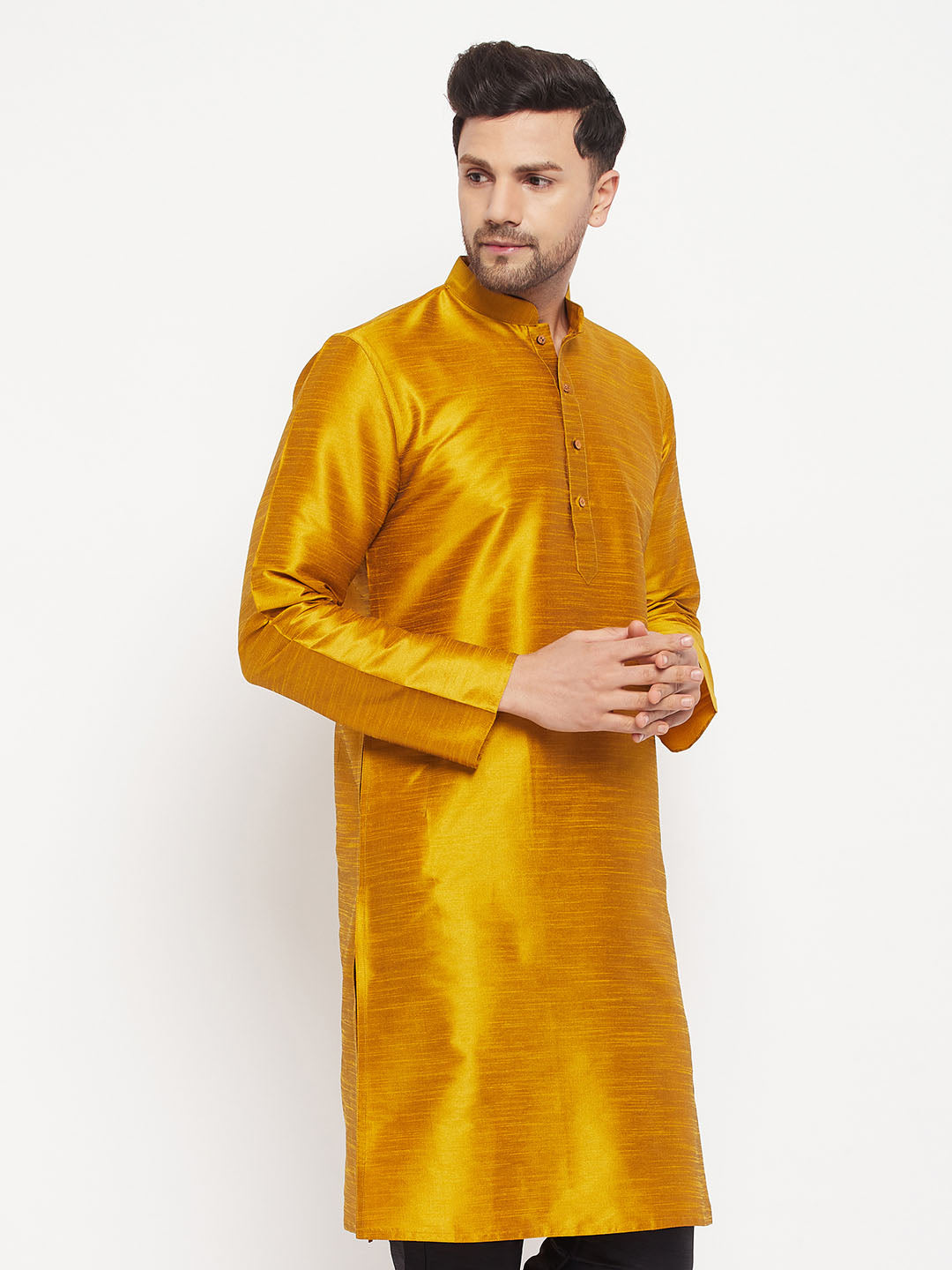 Men's Gold Silk Blend Kurta