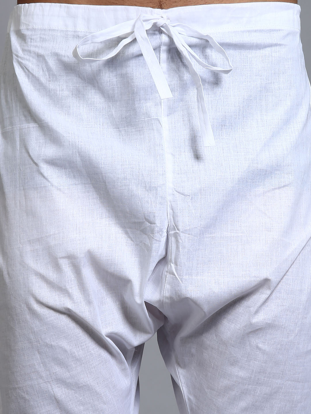 Men's White Cotton Linen Kurta Pyjama Set