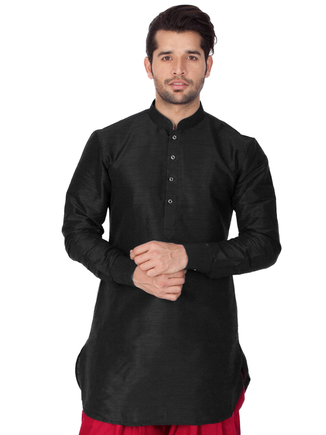 Men's Black Silk Blend Kurta