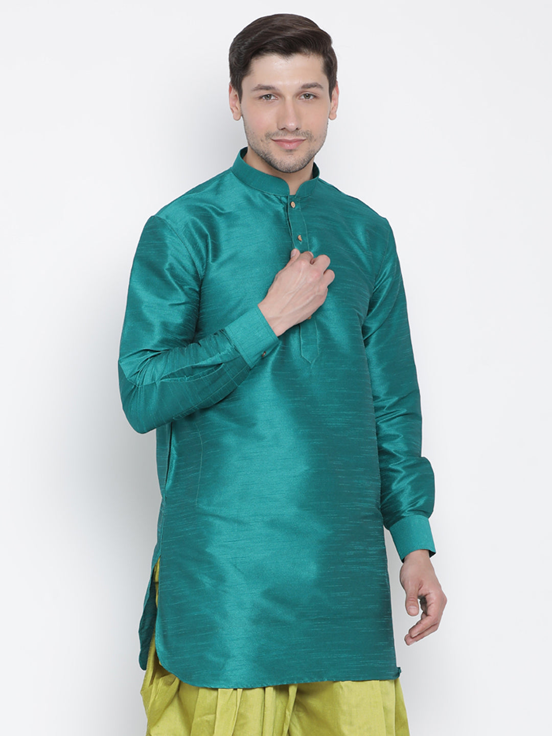 Men's Green Silk Blend Kurta