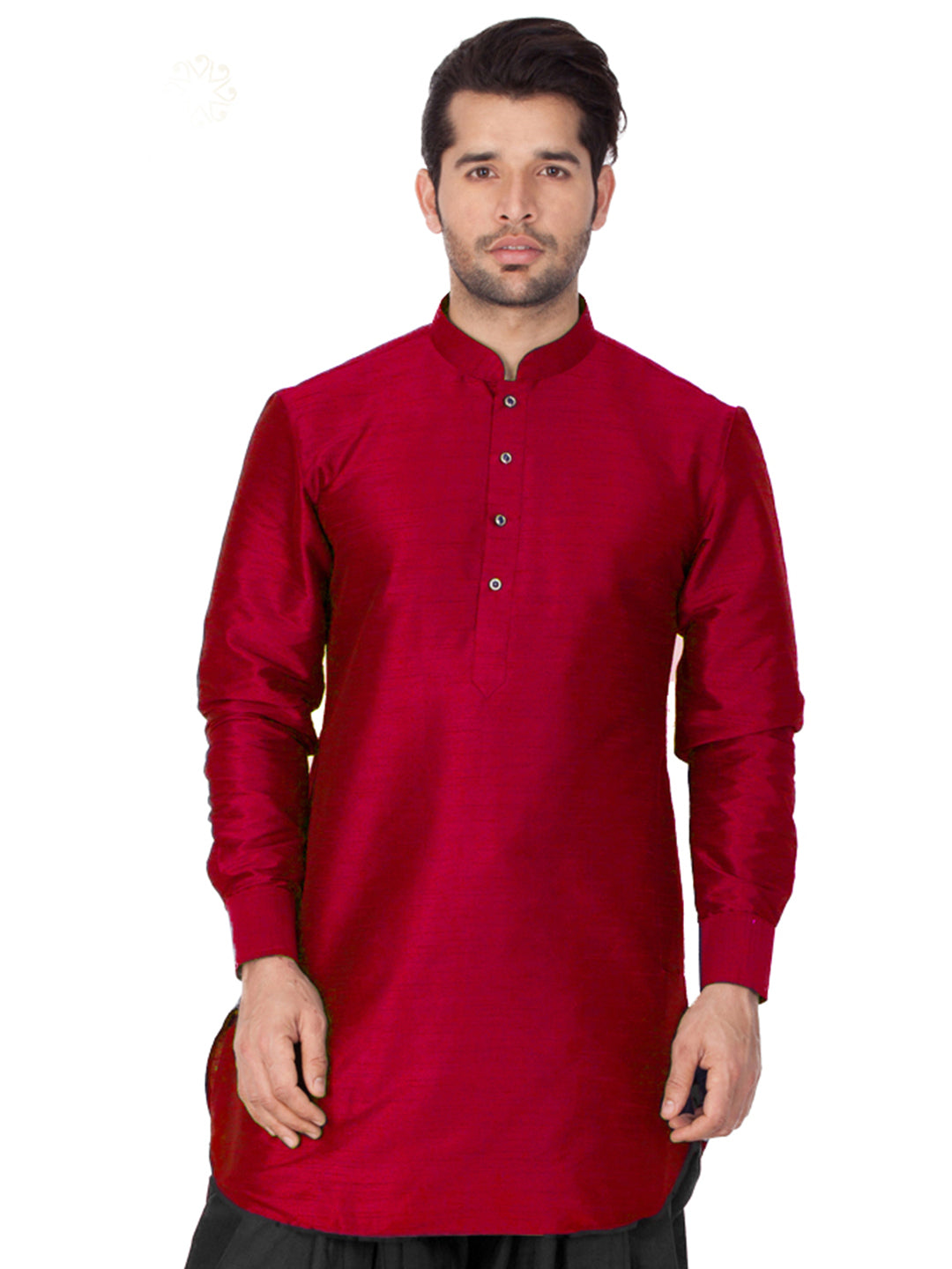 Men's Maroon Silk Blend Kurta