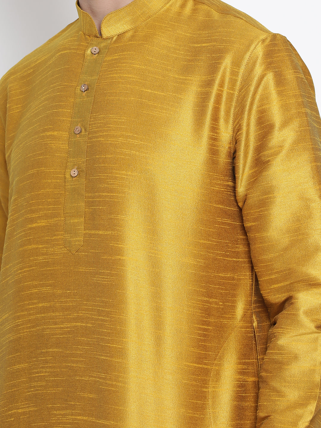 Men's Yellow Silk Blend Kurta