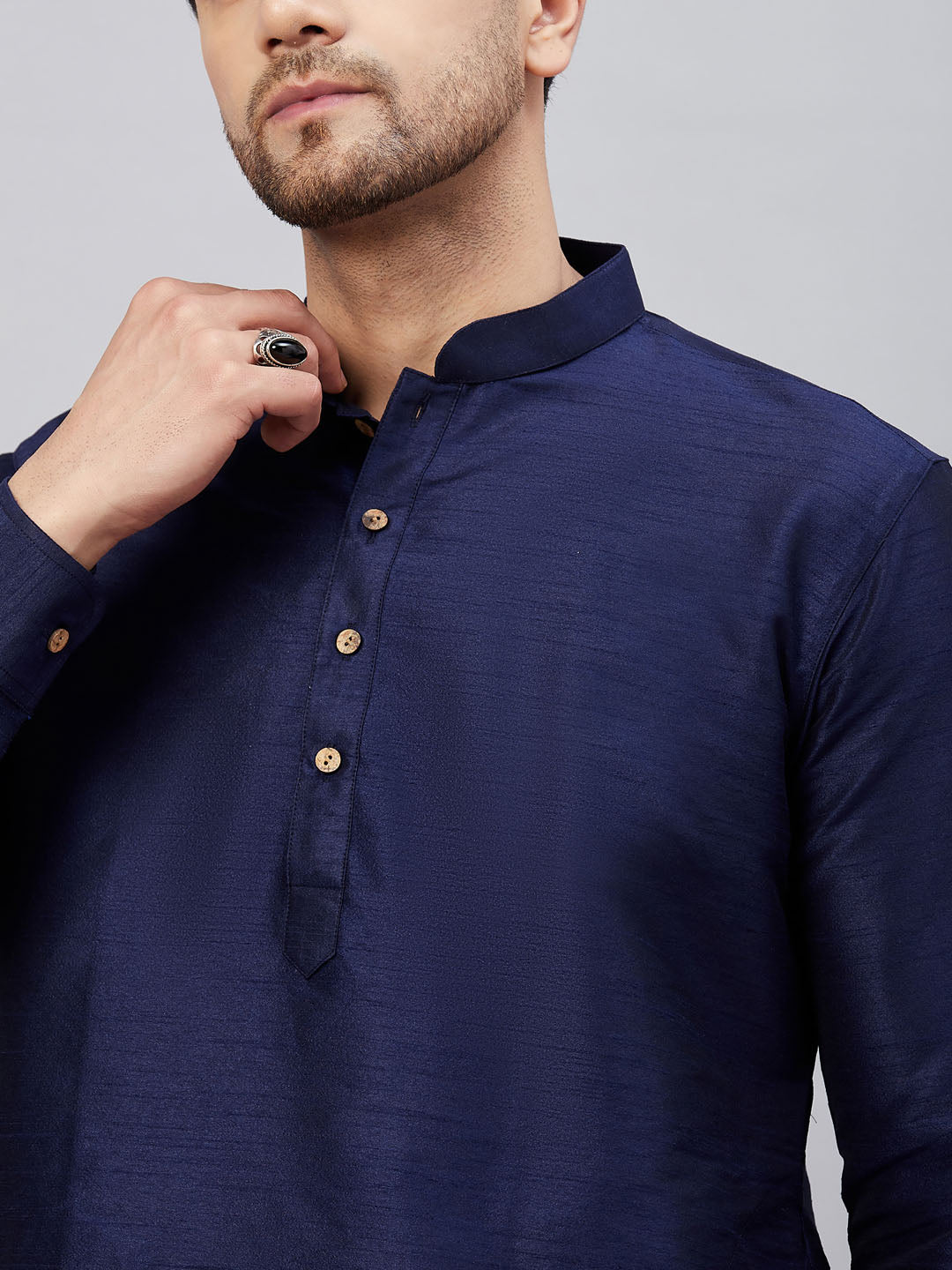 Men's Blue Silk Blend Kurta