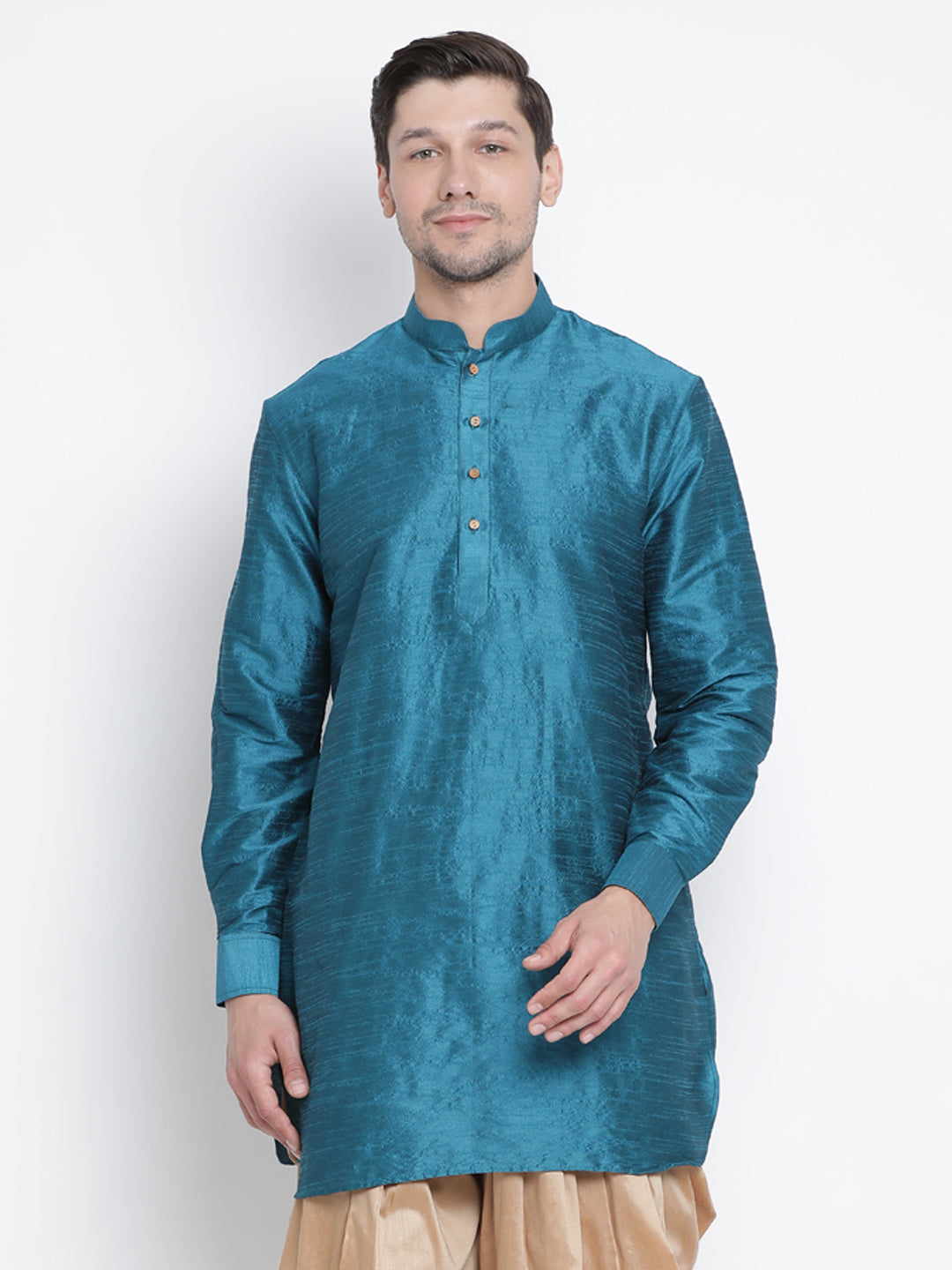 Men's Dark Green Silk Blend Kurta