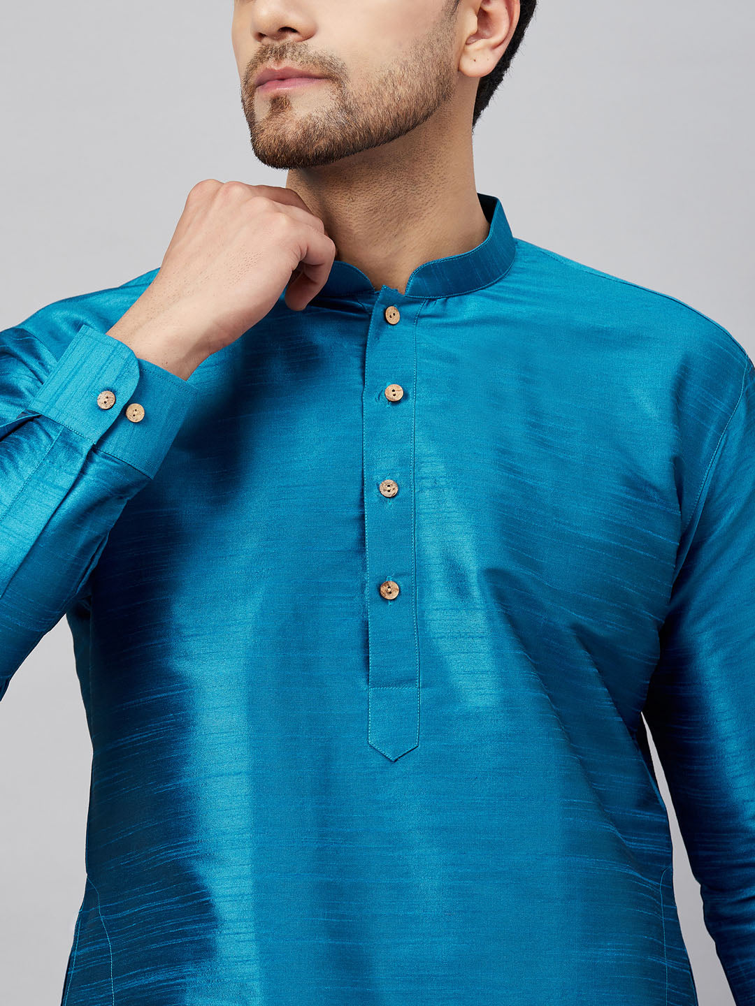 Men's Dark Green Silk Blend Kurta