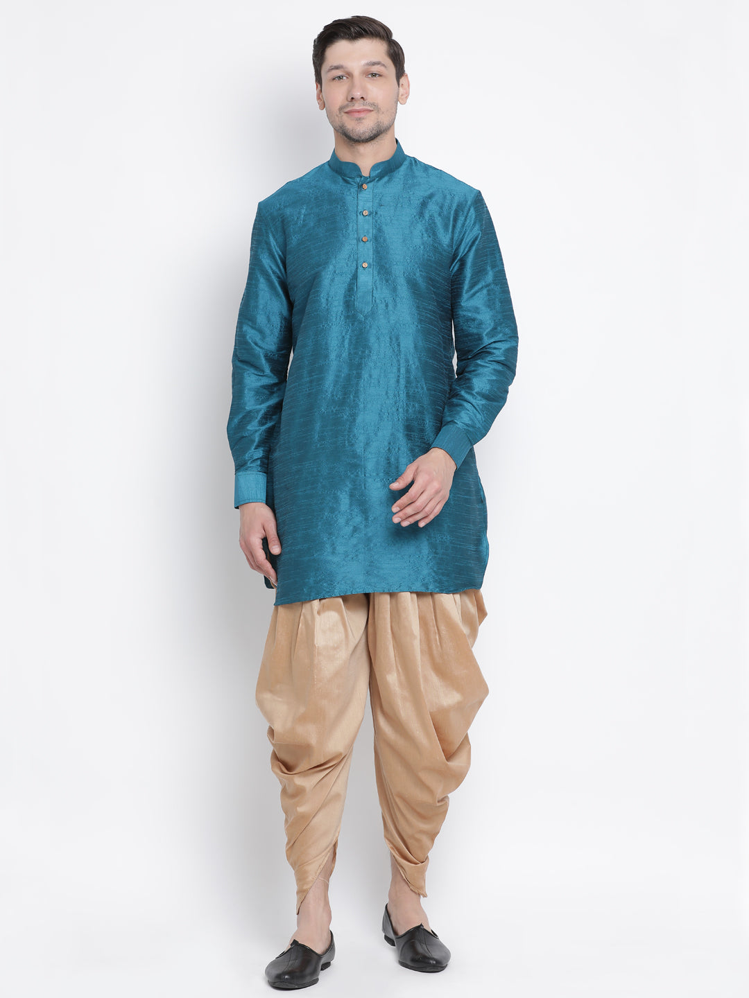 Men's Dark Green Silk Blend Kurta