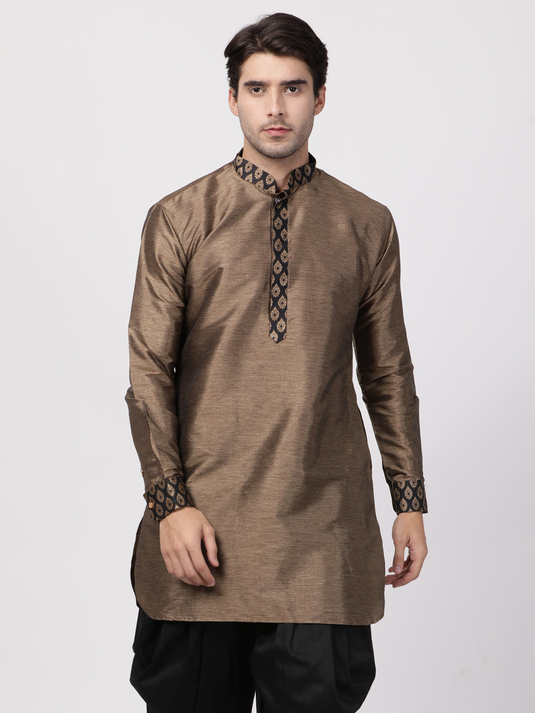 Men's Black Silk Blend Kurta