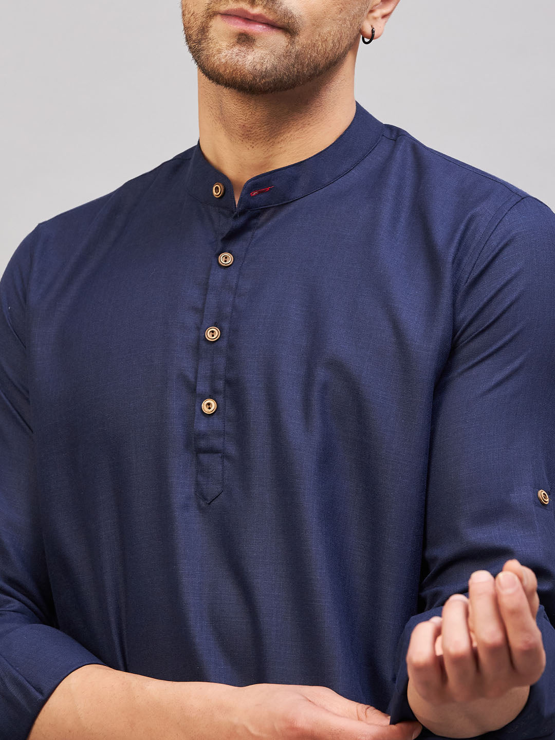 Men's Blue Cotton Blend Kurta