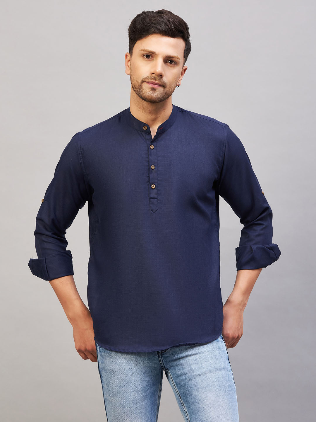 Men's Blue Cotton Blend Kurta