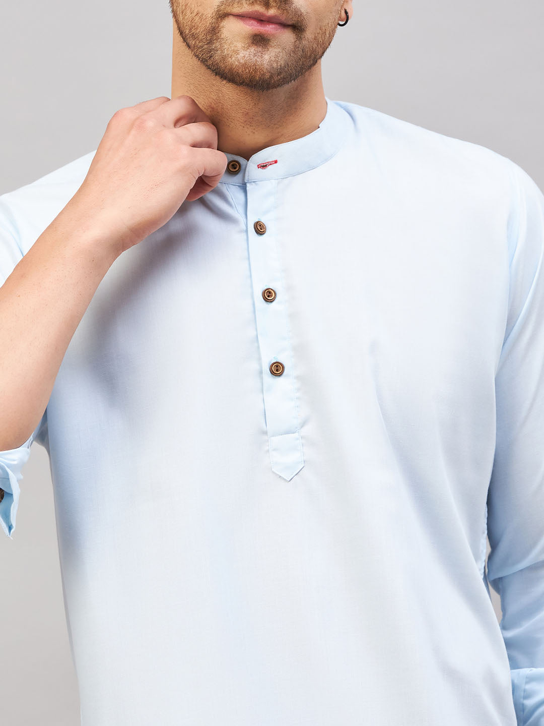 Men's Aqua Cotton Blend Kurta