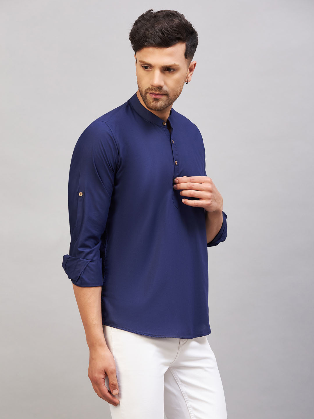 Men's Blue Cotton Blend Kurta