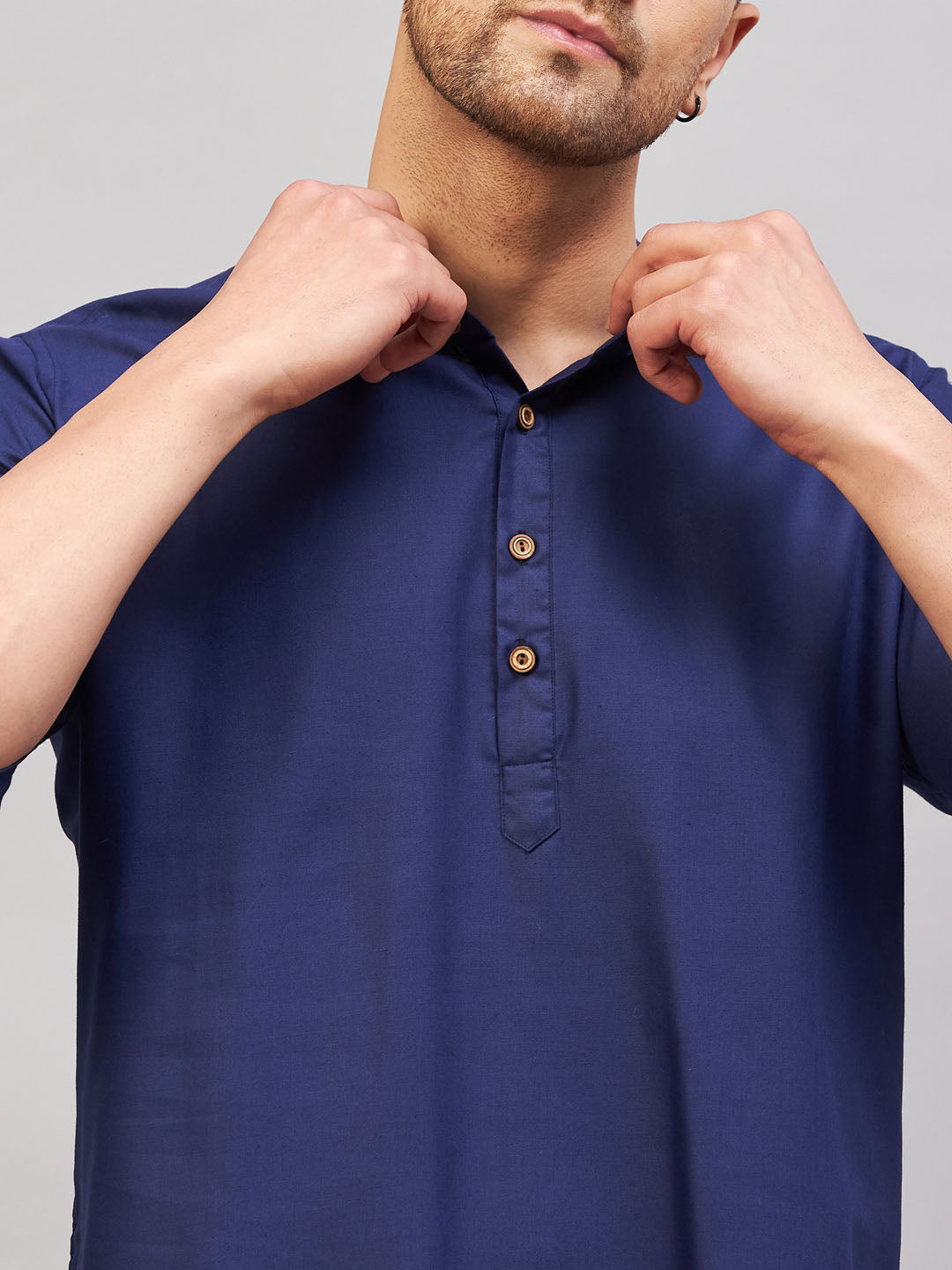 Men's Blue Cotton Blend Kurta