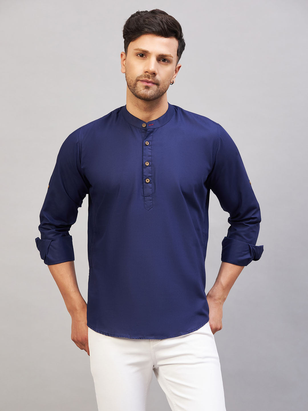 Men's Blue Cotton Blend Kurta