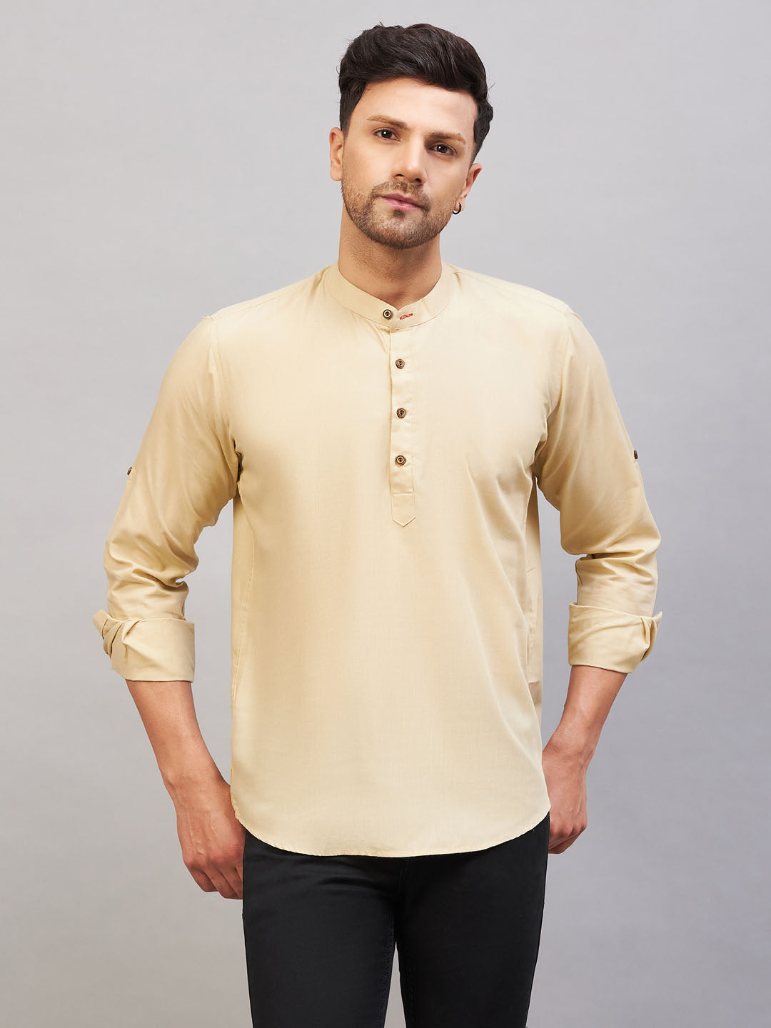 Men's Cream Cotton Blend Kurta