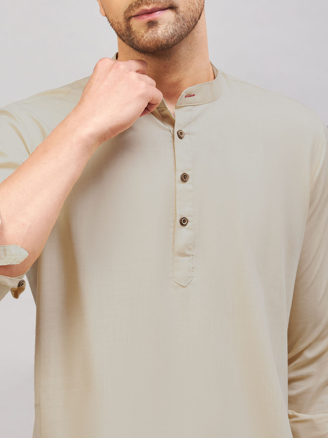 Men's Green Cotton Blend Kurta