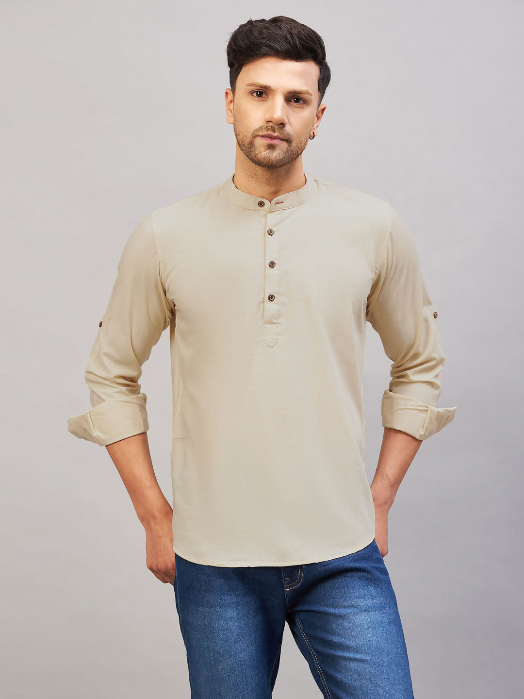 Men's Green Cotton Blend Kurta