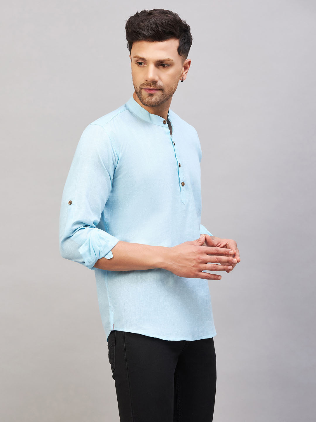 Men's Aqua Cotton Blend Kurta