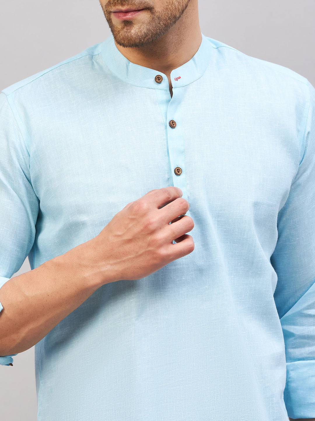 Men's Aqua Cotton Blend Kurta