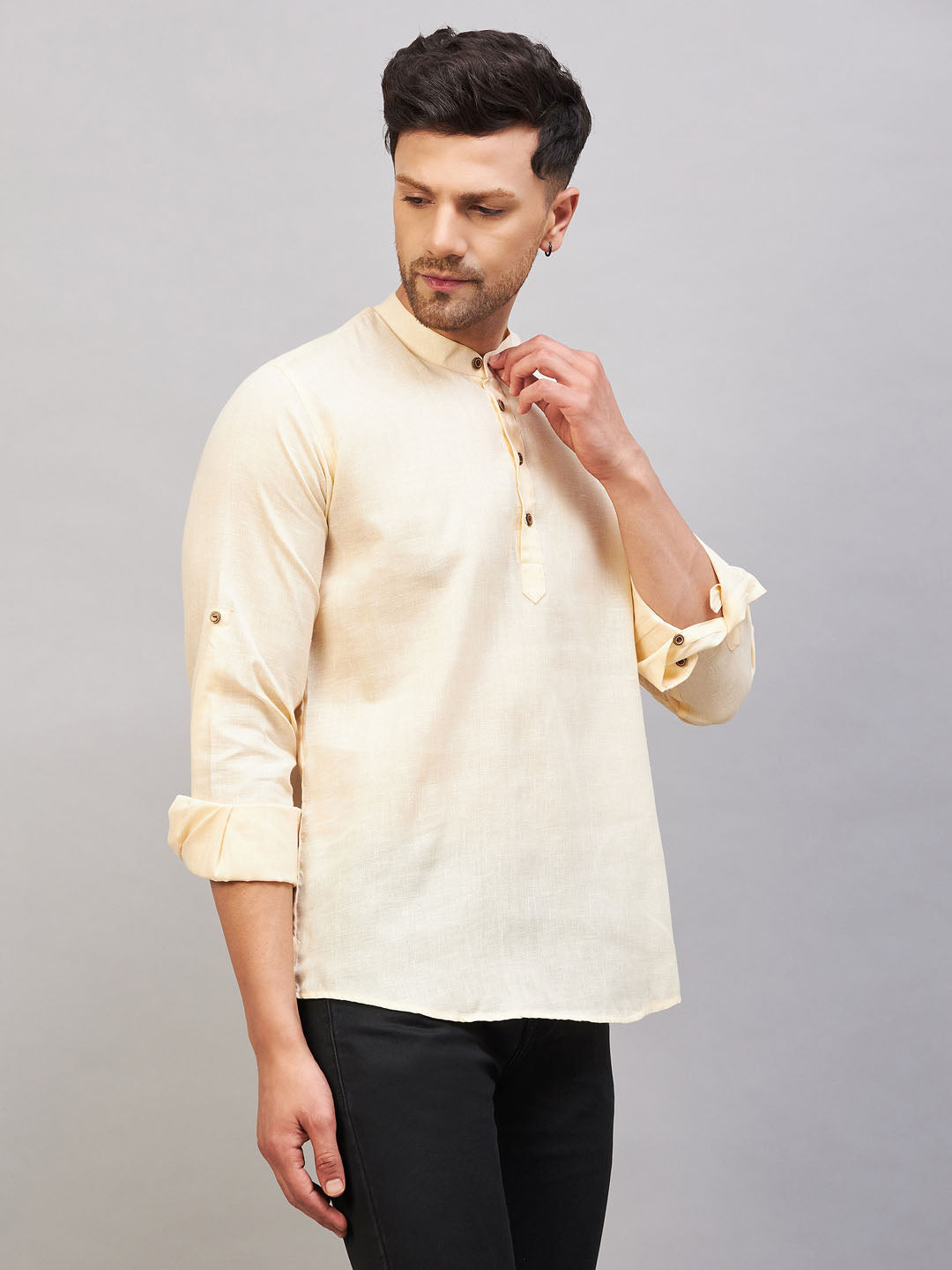 Men's Cream Cotton Blend Kurta