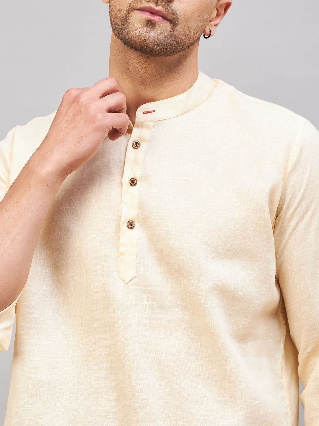 Men's Cream Cotton Blend Kurta