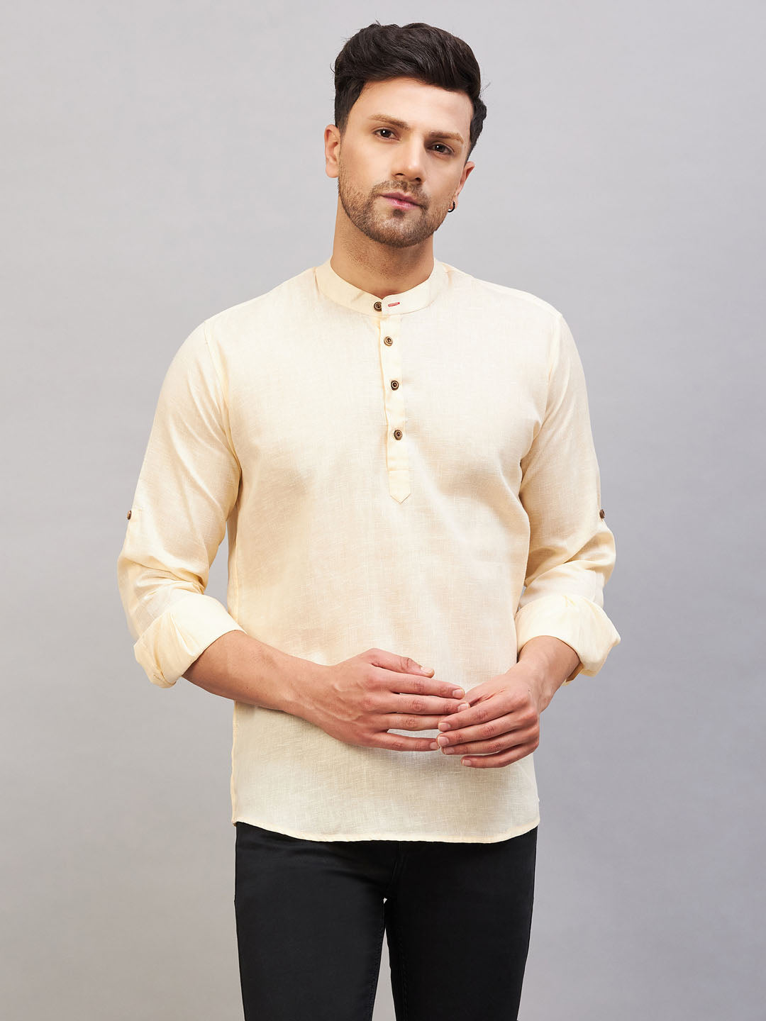 Men's Cream Cotton Blend Kurta